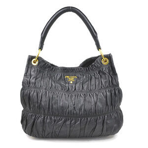 Prada Black Nappa Gaufre Leather Hobo Bag Black